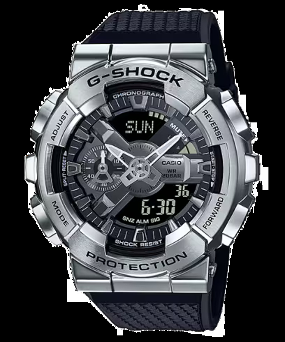 Casio G-Shock GM-110 Metal Bezel Ana-Digi Watch Silver